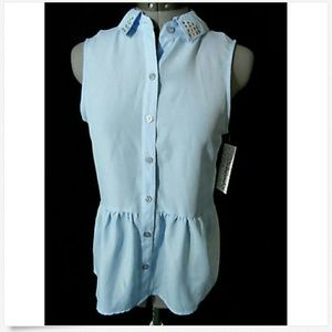 Nwt SPEECHLESS Peplum Shirt XS Blue stuffed top
